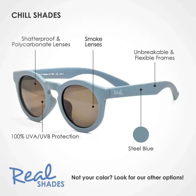 Real Shades Unbreakable Sunglasses Chill Steel Blue 0M+