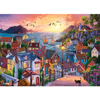 Cobble Hill Puzzle 1000pc Coastal Town at Sunset
