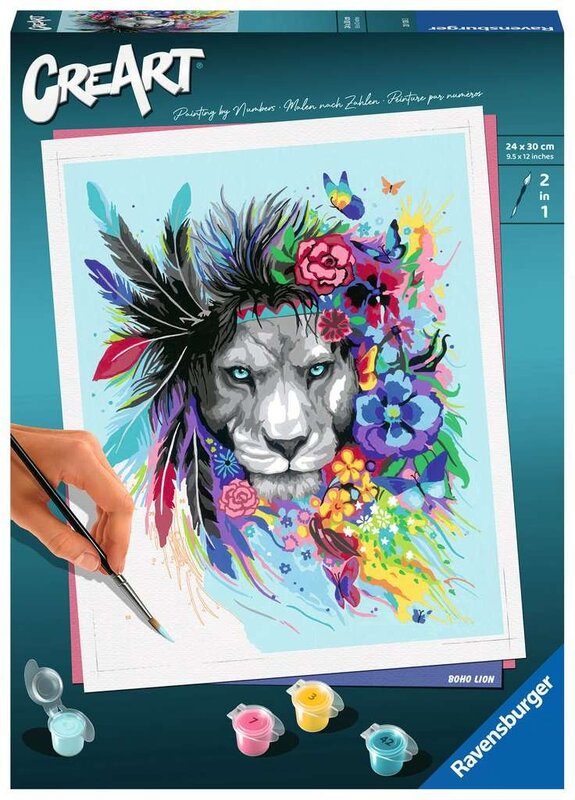 CreArt Adult 24 x 30cm Painting by Numbers Boho Lion