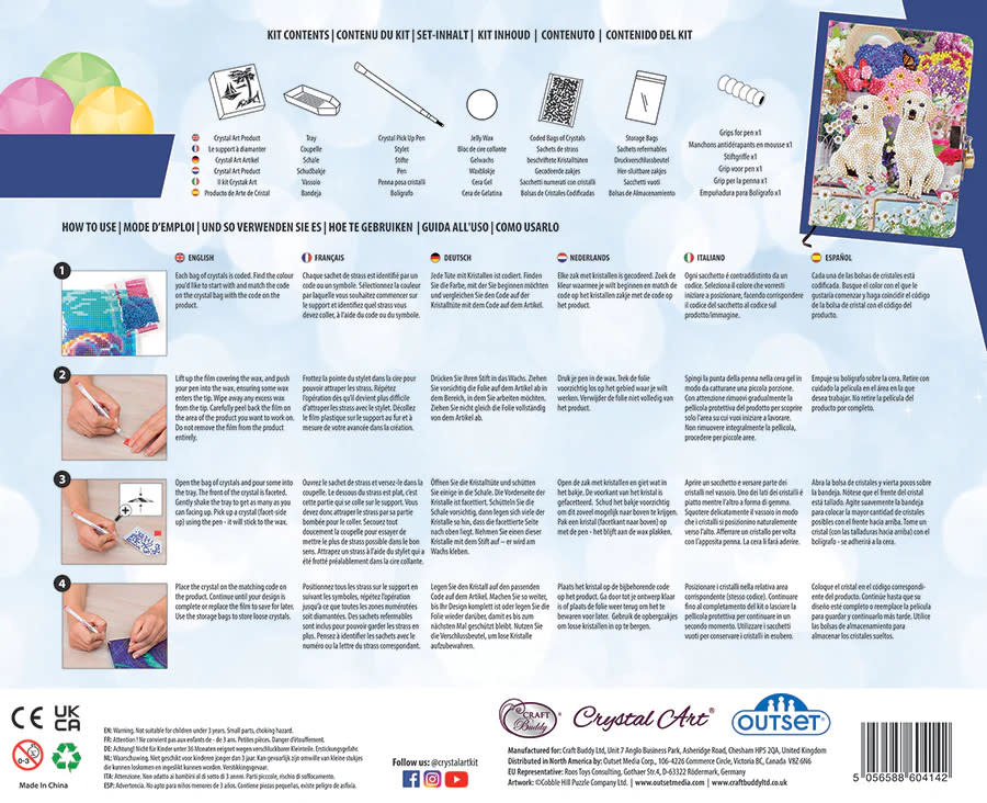 Crystal Art Secret Diary Kit Country Pups