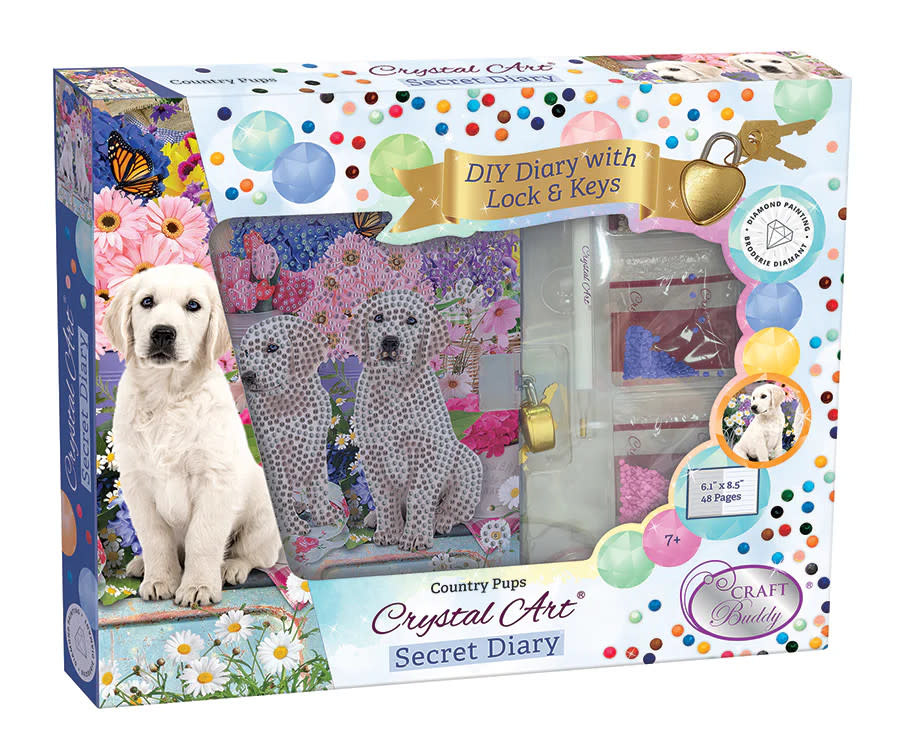 Crystal Art Secret Diary Kit Country Pups