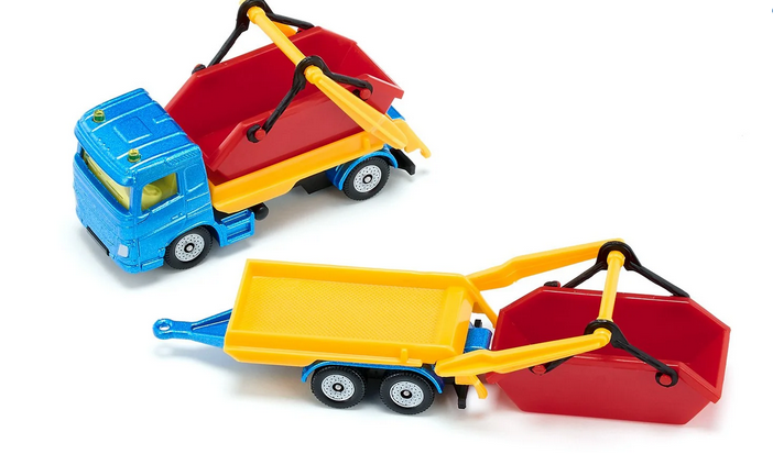 Siku Siku Die Cast Truck with Skip and Trailer