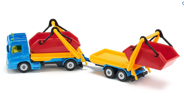 Siku Siku Die Cast Truck with Skip and Trailer