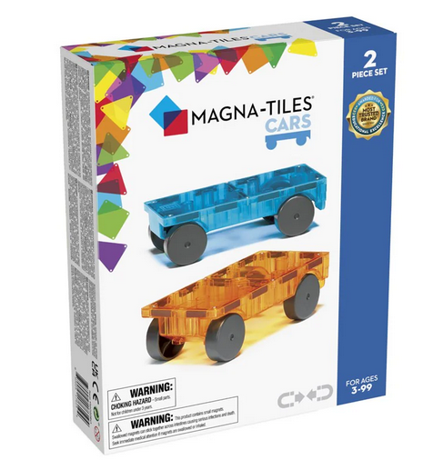 Magna Tiles 2 Piece Cars Expansion Set Blue Orange