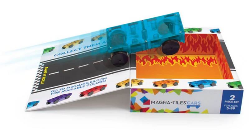 Magna Tiles 2 Piece Cars Expansion Set Blue Orange