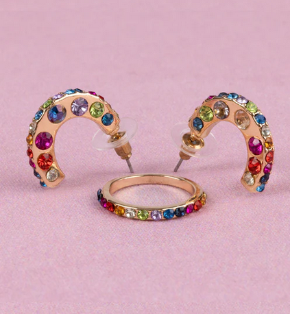 Great Pretenders Boutique Earrings & Ring Set Chic Rockin' Rhinestone