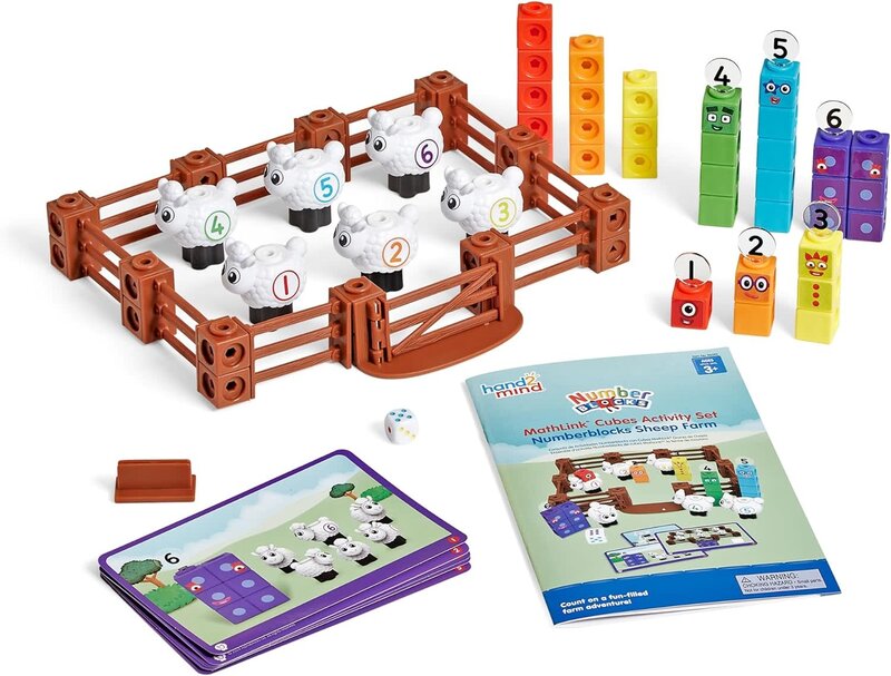 hand2mind NumberBlocks Cubes 1-5 Sheep Farm Activity Set