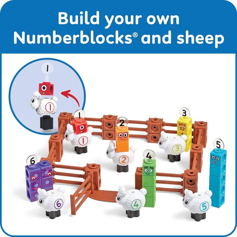 hand2mind NumberBlocks Cubes 1-5 Sheep Farm Activity Set