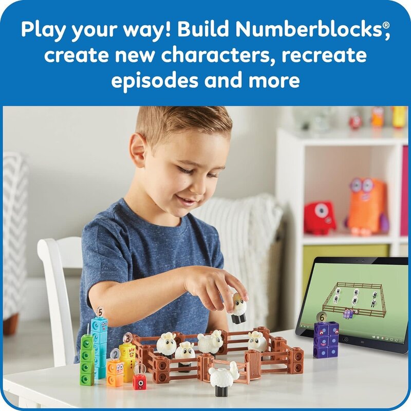 hand2mind NumberBlocks Cubes 1-5 Sheep Farm Activity Set