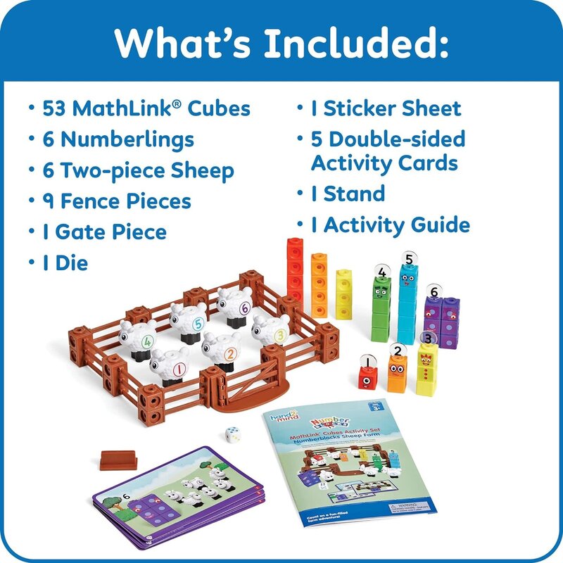 hand2mind NumberBlocks Cubes 1-5 Sheep Farm Activity Set