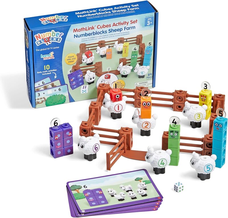 hand2mind NumberBlocks Cubes 1-5 Sheep Farm Activity Set