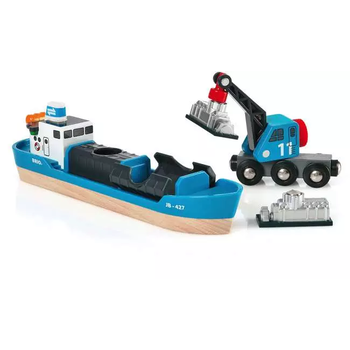 Brio World Train Freight Ship and Crane