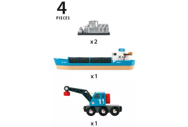 Brio World Train Freight Ship and Crane