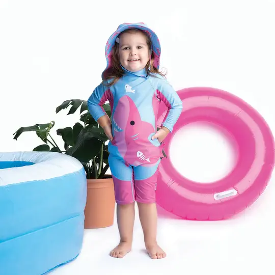 Zoocchini One Piece Swimsuit Sophie the Shark UPF50 + Rashguard Size 2 - 3 Years