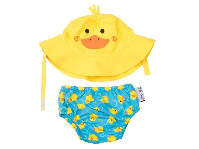 Zoocchini Baby Swim Diaper & Sun Hat UPF50 + Duck 3 - 6M