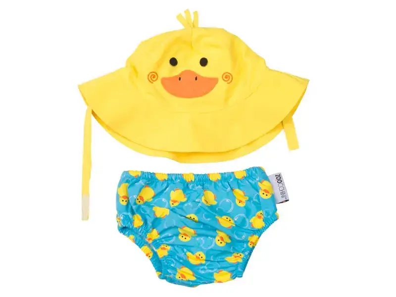 Zoocchini Baby Swim Diaper & Sun Hat UPF50 + Duck 12 - 24M