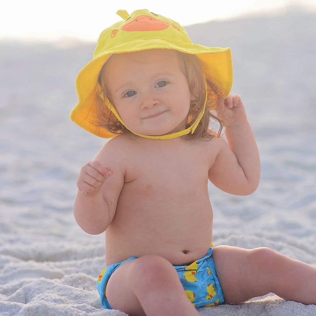 Zoocchini Baby Swim Diaper & Sun Hat UPF50 + Duck 3 - 6M