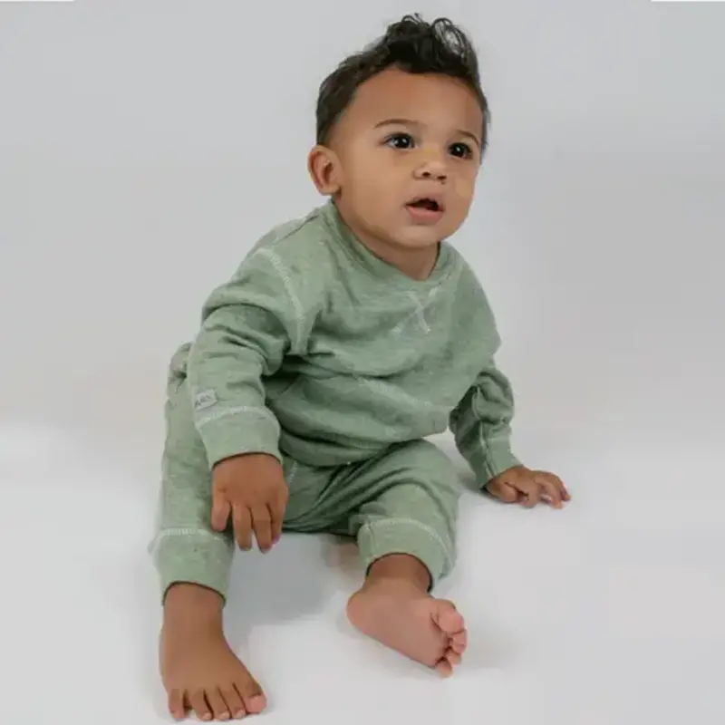 Juddlies Designs Breathe EZE 2 Piece Jogger Set Olive Fleck 3 - 6M
