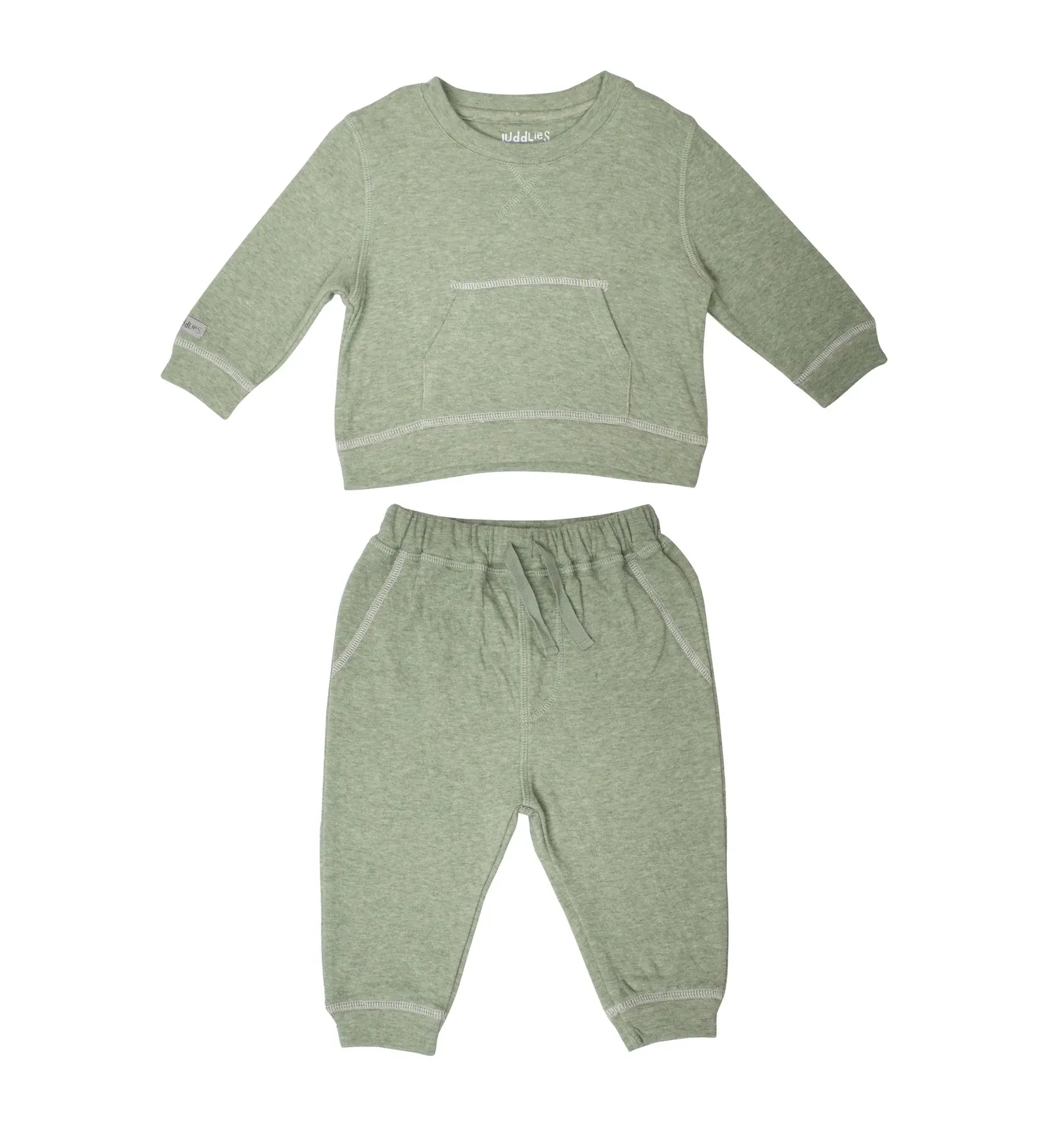 Juddlies Designs Breathe EZE 2 Piece Jogger Set Olive Fleck 3 - 6M