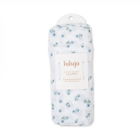Swaddle Blanket Muslin Cotton Blueberries