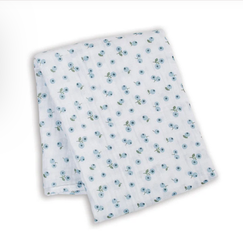 Swaddle Blanket Muslin Cotton Blueberries
