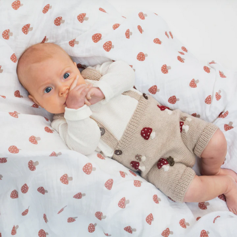 Swaddle Blanket Muslin Cotton Mushroom