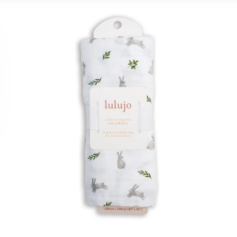 Lulujo Swaddle Blanket Muslin Cotton Bunnies