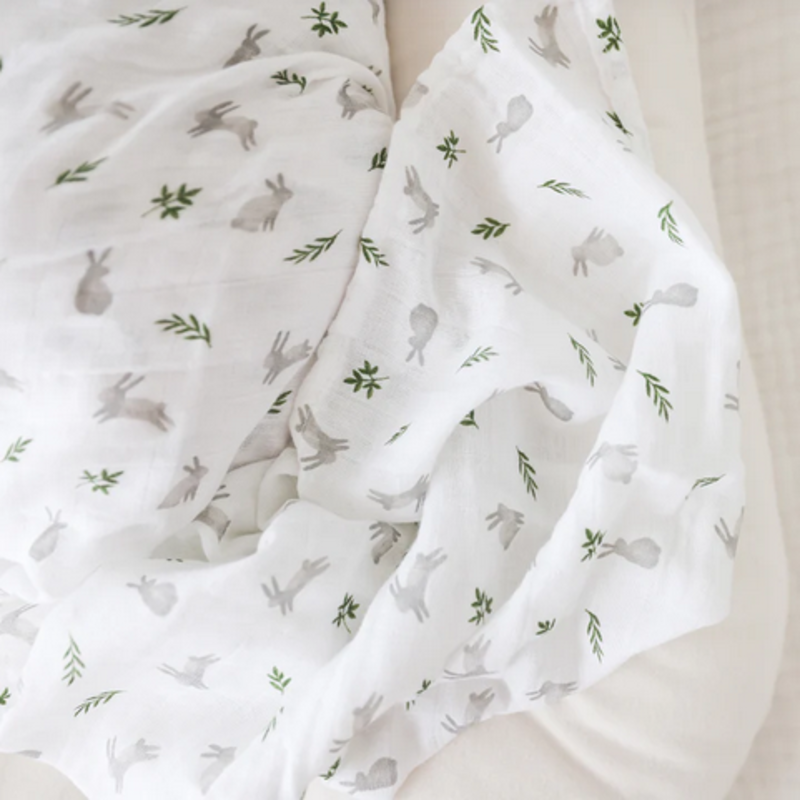 Lulujo Swaddle Blanket Muslin Cotton Bunnies
