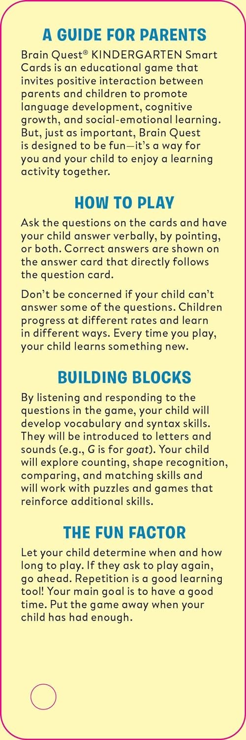 Workman Publishing Brain Quest Smart Cards Kindergarten Ages 5-6