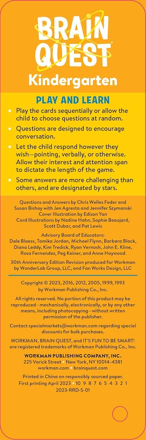 Workman Publishing Brain Quest Smart Cards Kindergarten Ages 5-6