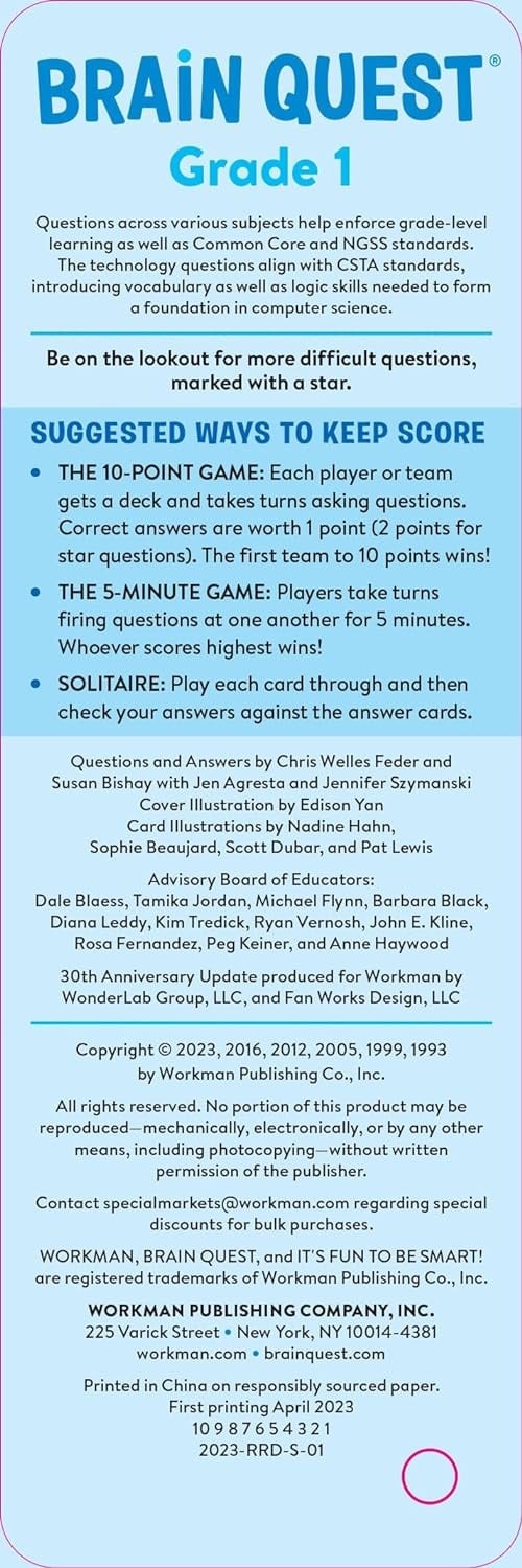Workman Publishing Brain Quest Smart Cards Grade 1 Ages 6-7