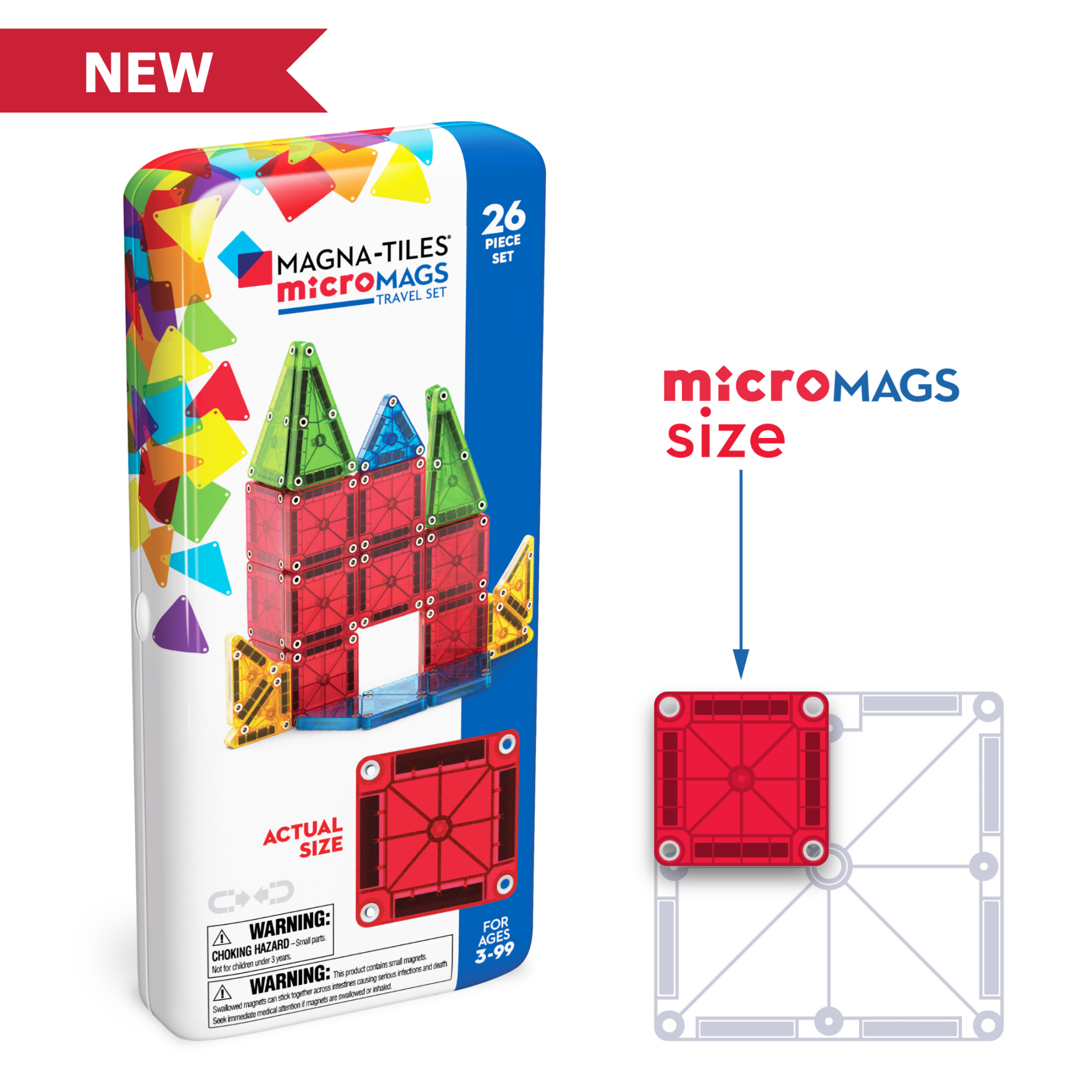 Magna-Tiles Magna-Tiles MicroMAGS Travel Set 26 piece set