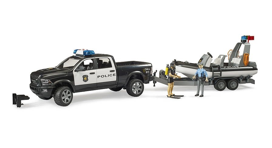 Bruder Bruder Dodge Ram Police Truck with Boat, Trailer and 2 Figures