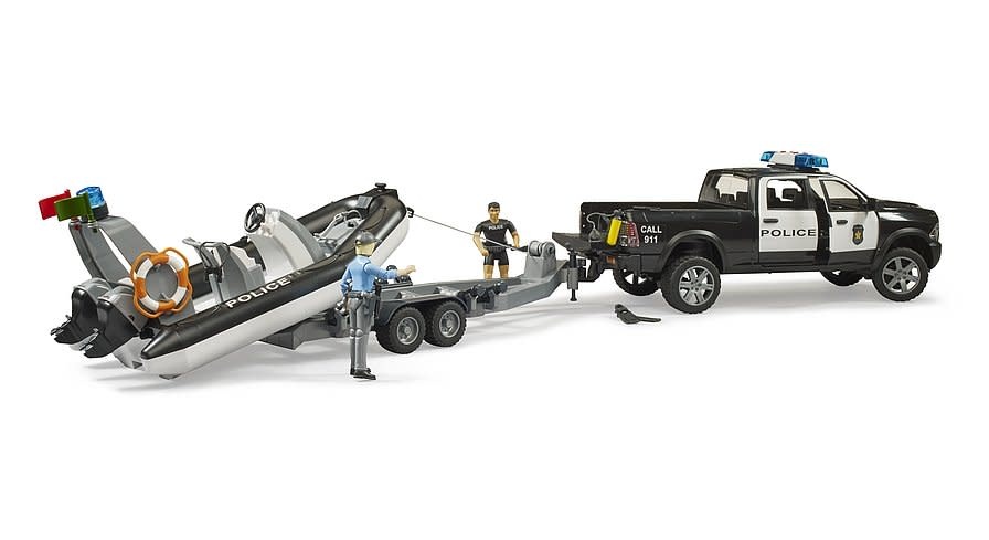 Bruder Bruder Dodge Ram Police Truck with Boat, Trailer and 2 Figures