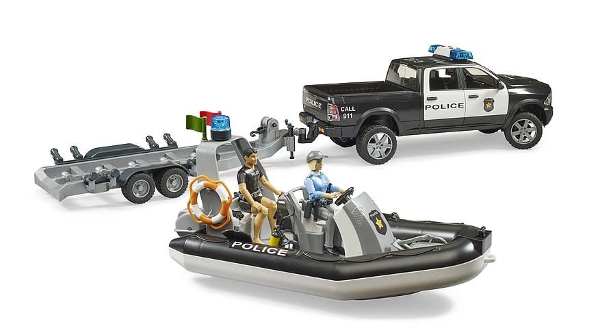 Bruder Bruder Dodge Ram Police Truck with Boat, Trailer and 2 Figures