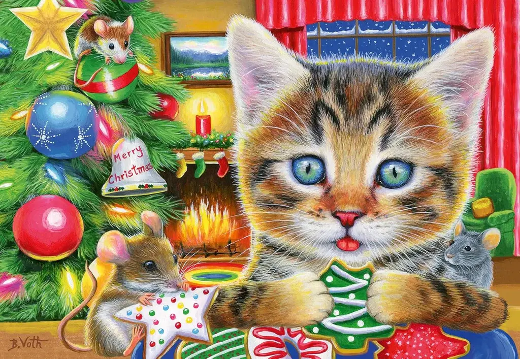 Ravensburger Ravensburger Puzzle 2x24pc Christmas Kitties