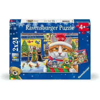 Ravensburger Ravensburger Puzzle 2x24pc Christmas Kitties