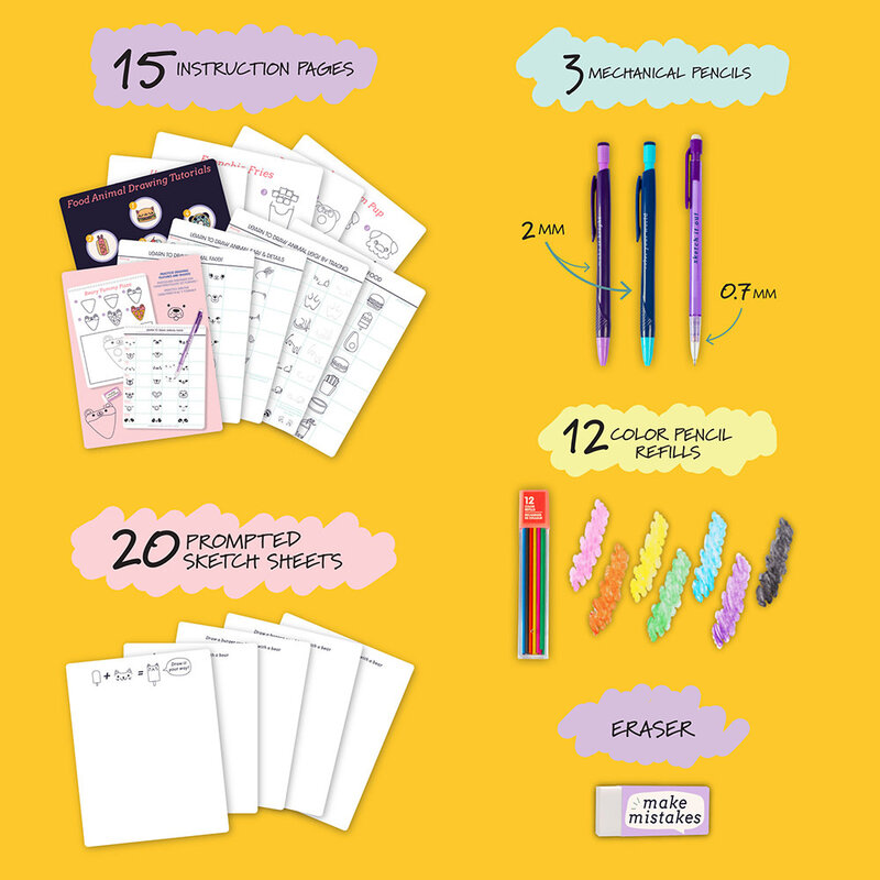 Fashion Angels Learn to Draw Activity Set 30 Sheets Food Aniamls