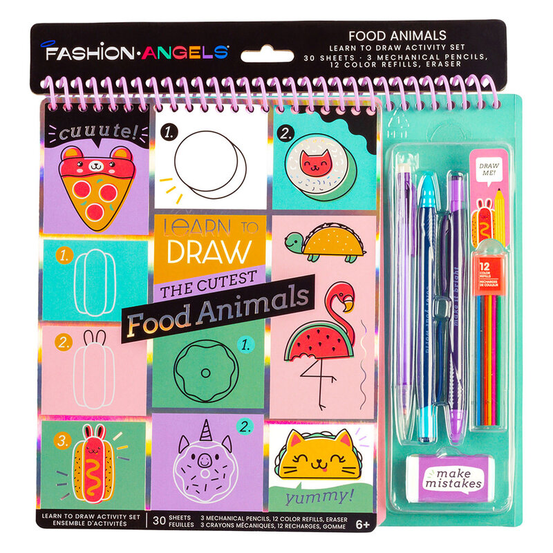 Fashion Angels Learn to Draw Activity Set 30 Sheets Food Aniamls