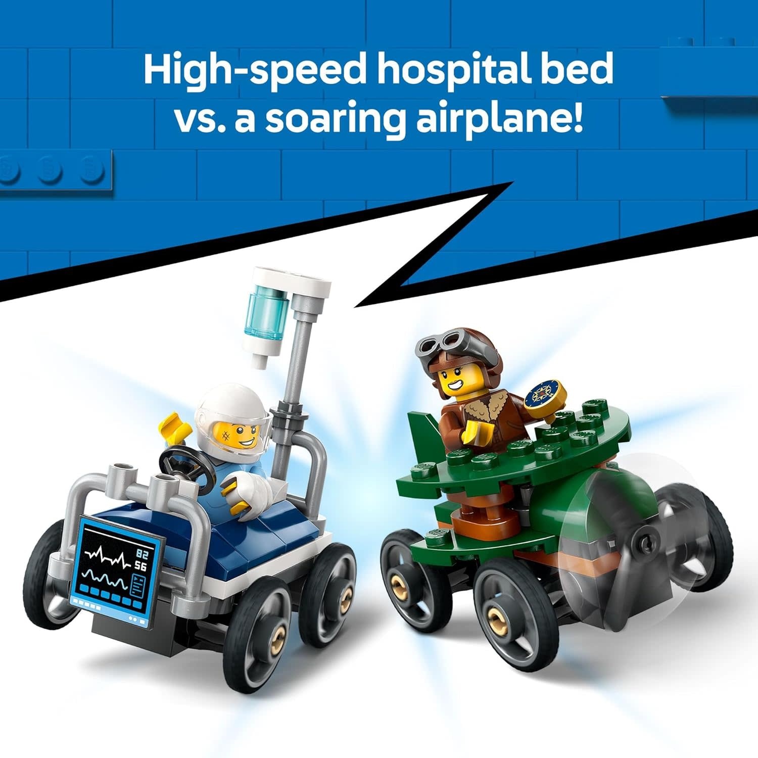 Lego Lego City Airplane vs Hospital Bed Race Car Pack