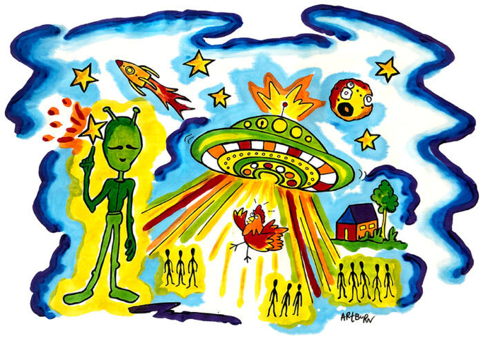 Artburn Artburn Pillowcase Alien/UFO
