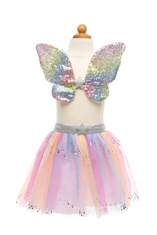 Great Pretenders Rainbow Sequins Skirt Wings & Wand