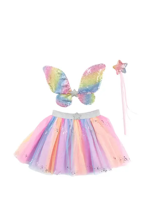Great Pretenders Rainbow Sequins Skirt Wings & Wand