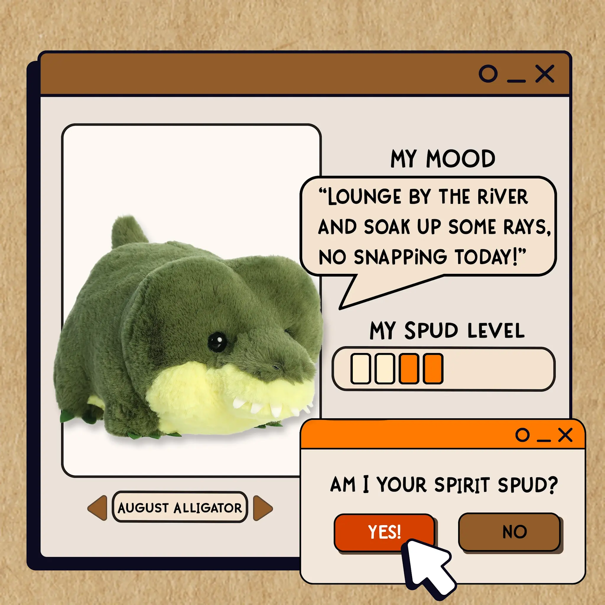 Spudsters Plush Ally August Alligator 10"