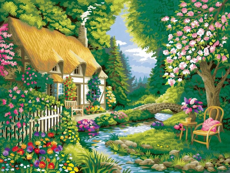 CreArt Adult 30 x 40 cm Painting by Numbers River Cottage