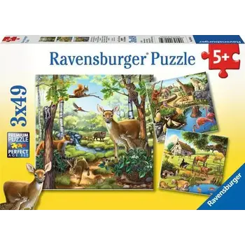 Ravensburger Ravensburger Puzzle 3x49pc Forest, Zoo and Farm Animals