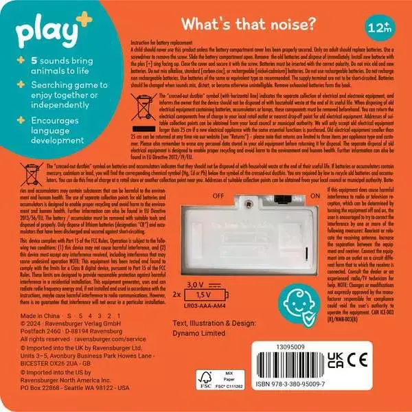 Ravensburger Play + Book Shh... Who's There? Baby Animals