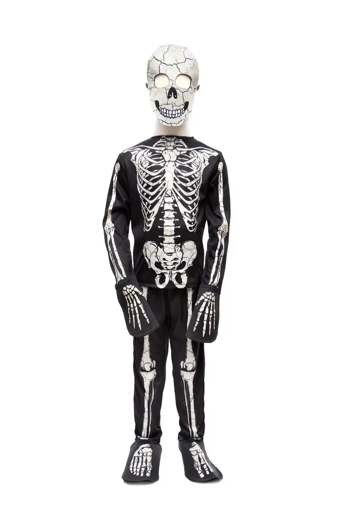 Great Pretenders GID Skeleton Shirt, Pants & Mask Size 3-4