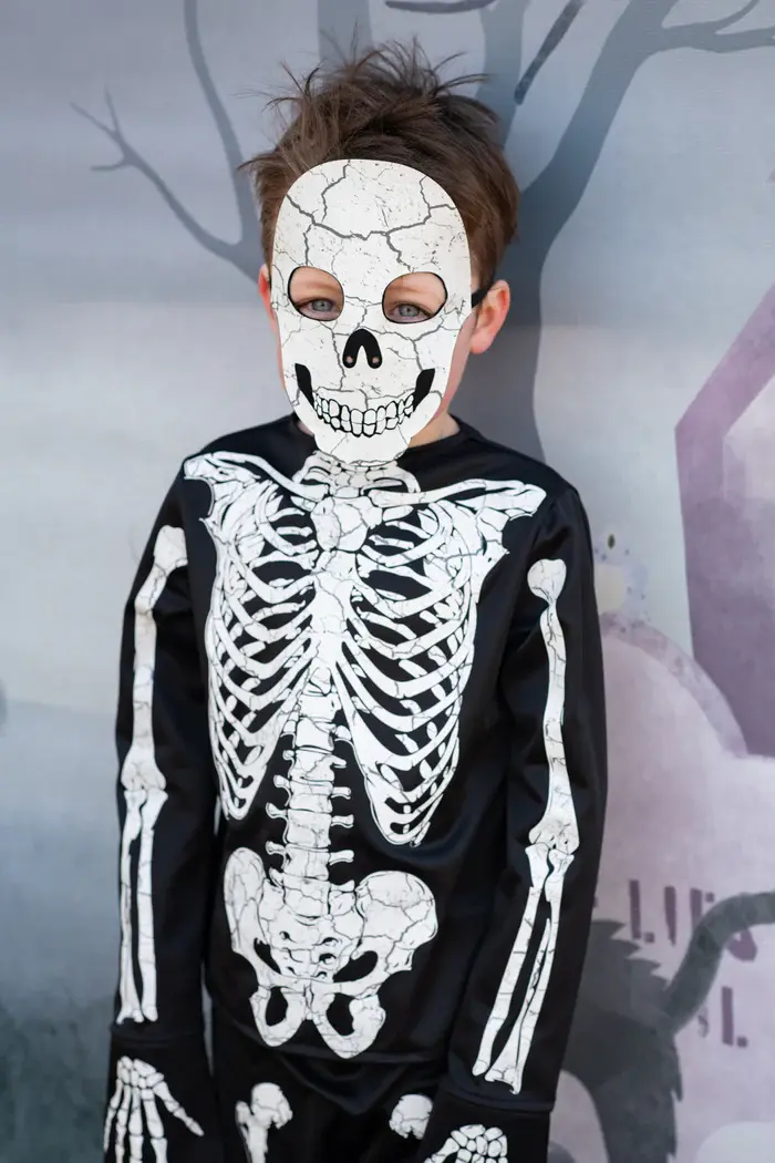 Great Pretenders GID Skeleton Shirt, Pants & Mask Size 3-4