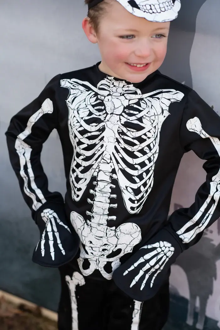 Great Pretenders GID Skeleton Shirt, Pants & Mask Size 3-4